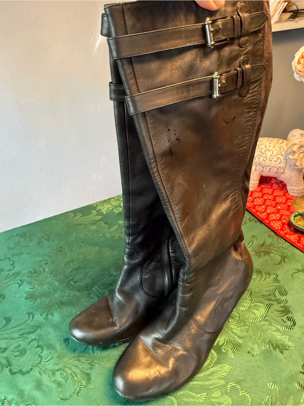 Cole Haan Jalisa Black Leather Tall Knee High Boots Size 10.5
